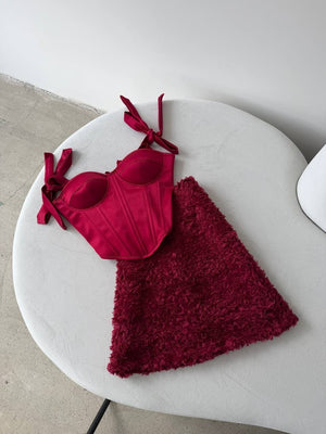 Émeraude Corset Top & Textured Skirt Set