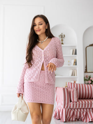 Delphine Lace Top & Shorts Set – Pink