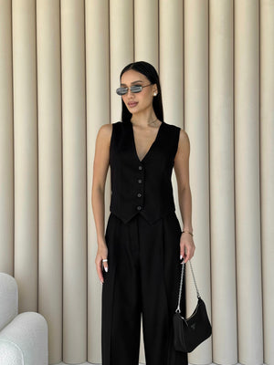 Blanche Waistcoat & Trouser Suit – Black