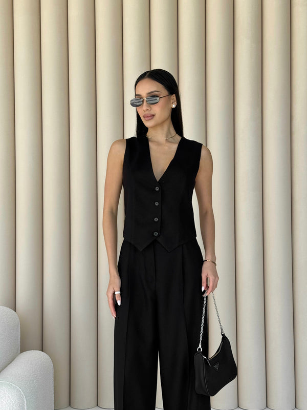 Blanche Waistcoat & Trouser Suit – Black