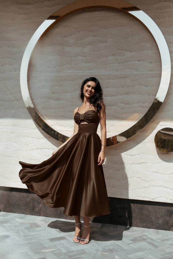 Rosine Satin Bustier Midi Dress