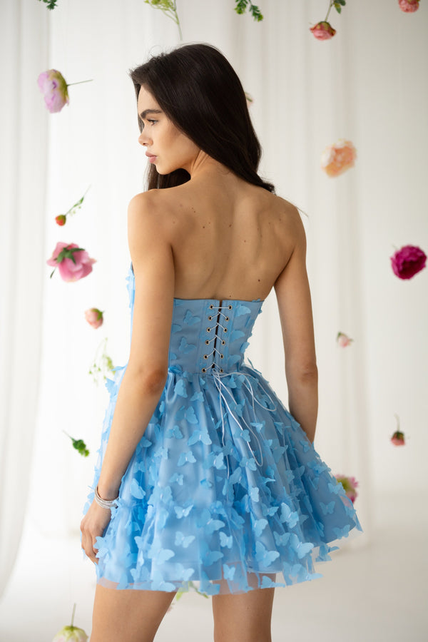 Adélie Butterfly Appliqué Mini Dress