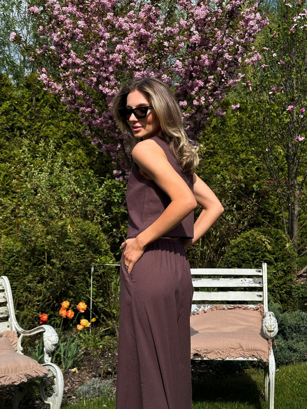 Blanche Waistcoat & Trouser Suit – Brown