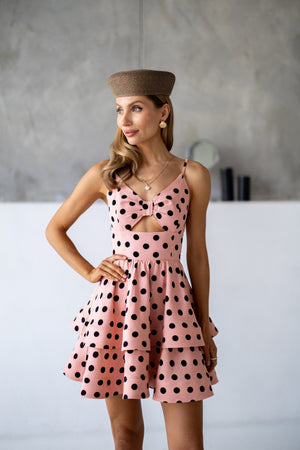 Margaux Polka Dot Mini Dress – Pink