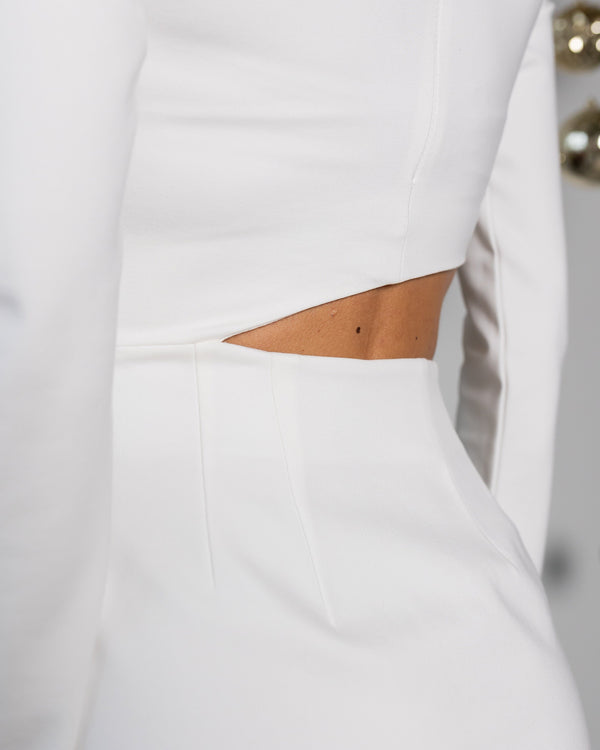 Mira Knit Crop & Skirt Set – White