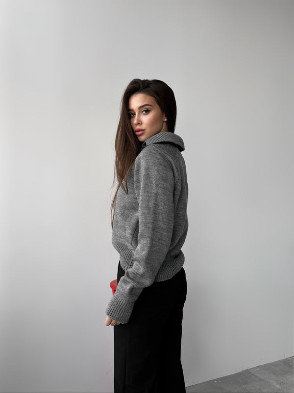 Elin Knit Blouse – Grey