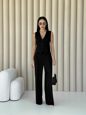 Blanche Waistcoat & Trouser Suit – Black