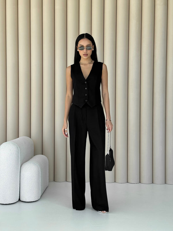 Blanche Waistcoat & Trouser Suit – Black