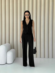Blanche Waistcoat & Trouser Suit in Black