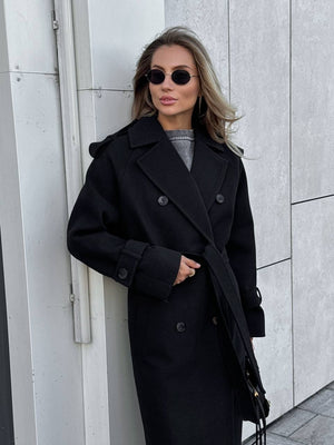 Marceline Belted Wool-Look Coat
