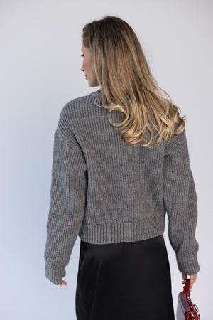 Romy Zip-Front Knit Jacket – Charcoal