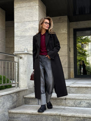 Irène Single-Breasted Wool Coat in Black