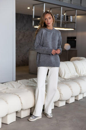 Marion Relaxed Crew Sweater – Charcoal