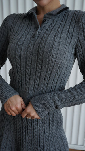 Coco Contrast-Trim Knit Set – Grey