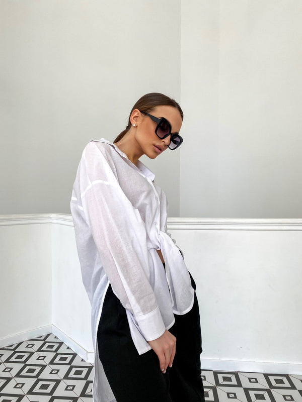 Émilie Oversized Cotton Shirt – White