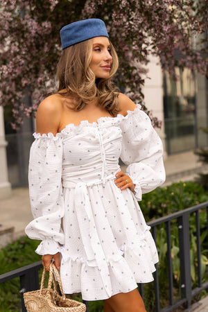 Rochie din muselină crem Wildberry cu umeri goi