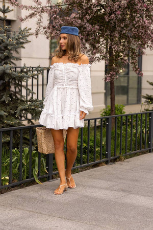 Rochie din muselină crem Wildberry cu umeri goi