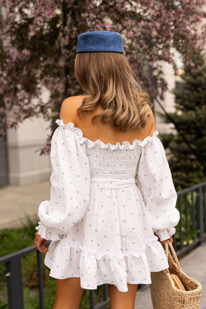 Rochie din muselină crem Wildberry cu umeri goi