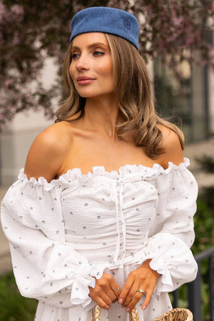 Rochie din muselină crem Wildberry cu umeri goi