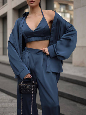 Midnight Synthia Satin Set