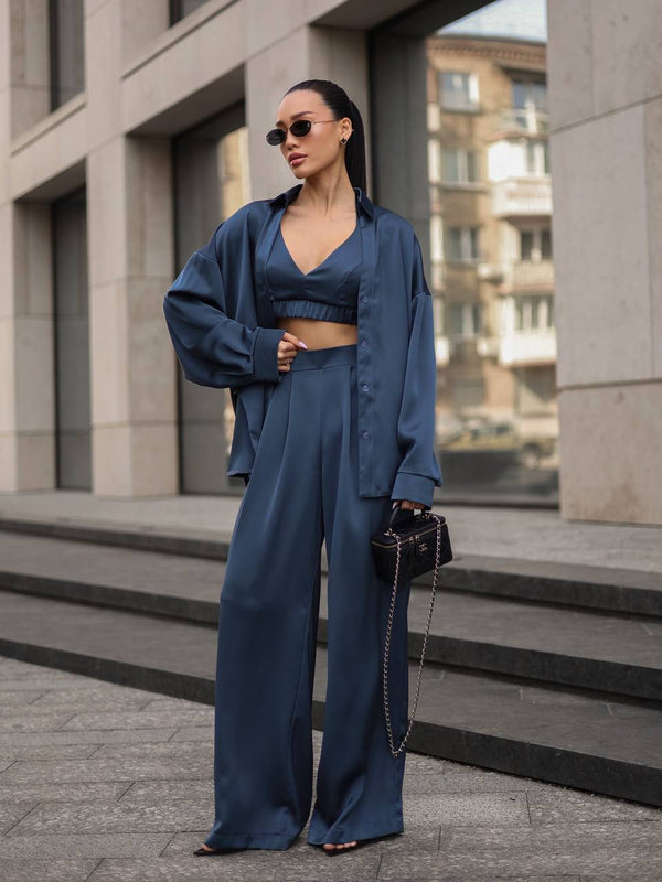 Midnight Synthia Satin Set