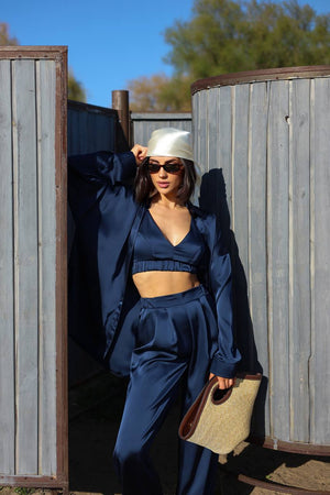 Midnight Synthia Satin Set