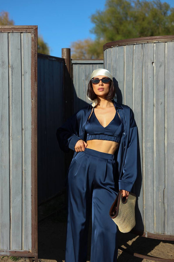 Midnight Synthia Satin Set