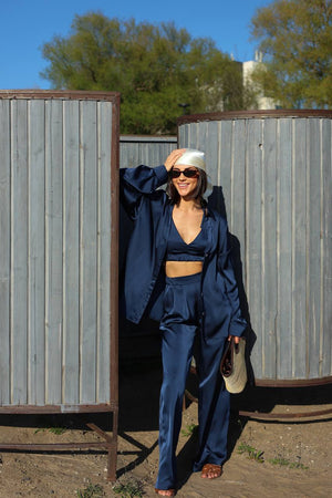 Midnight Synthia Satin Set