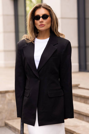 Sacou negru premium croit