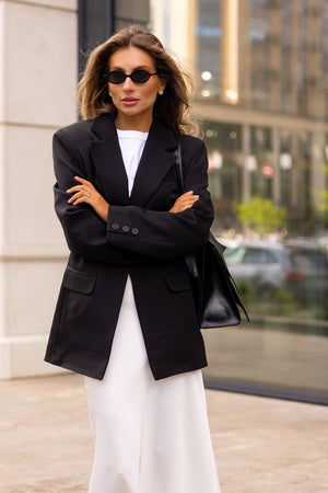 Sacou negru premium croit