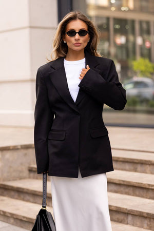 Sacou negru premium croit