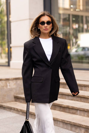 Sacou negru premium croit