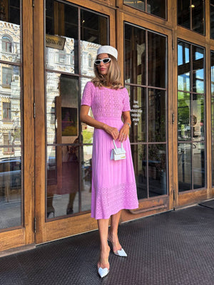 Rochie midi tricotată liliac Bloom