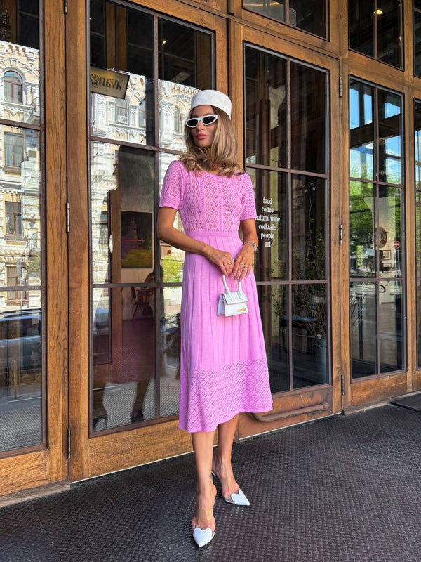 Rochie midi tricotată liliac Bloom