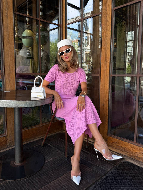 Rochie midi tricotată liliac Bloom