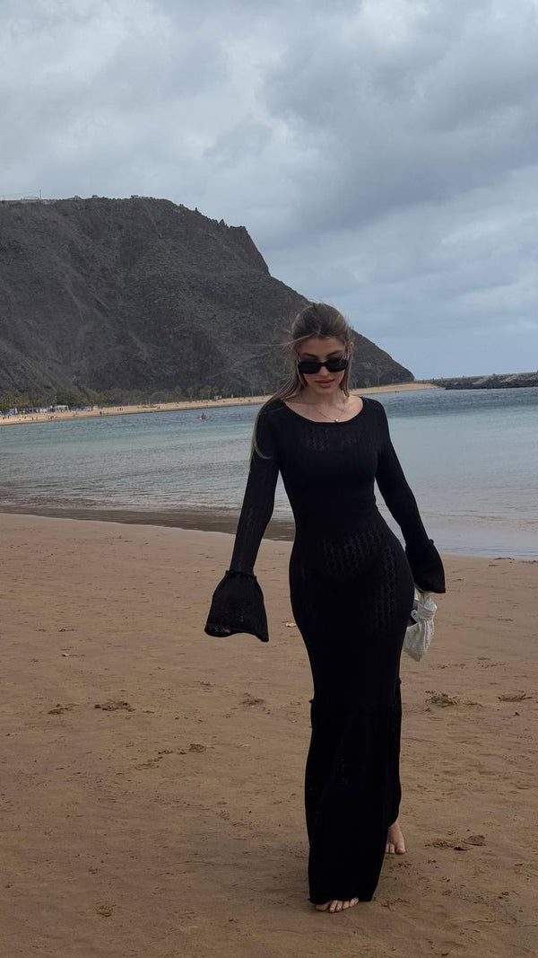 Black Muse Geniş Kollu Uzun Elbise