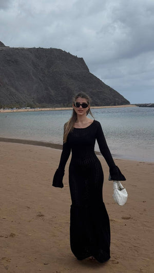 Black Muse Geniş Kollu Uzun Elbise