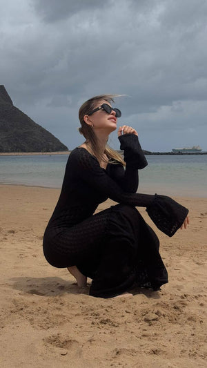Black Muse Geniş Kollu Uzun Elbise