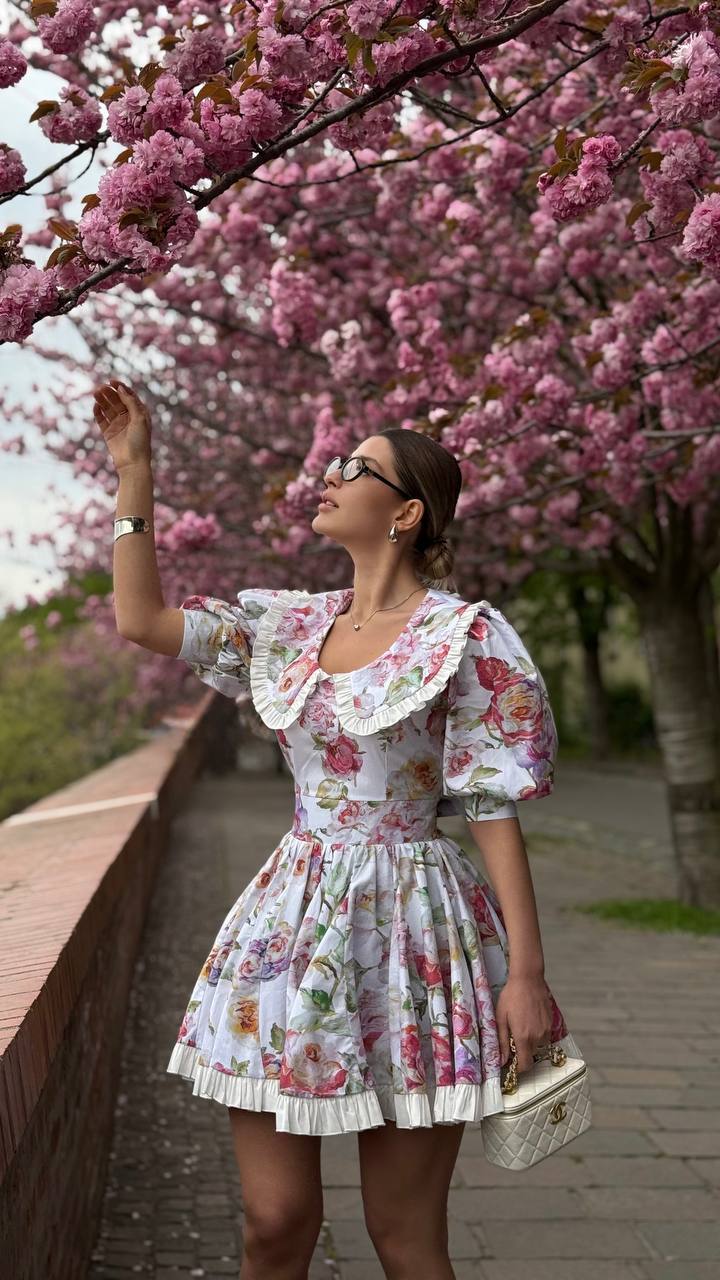 Pink Blossom Vintage Floral Mini Dress