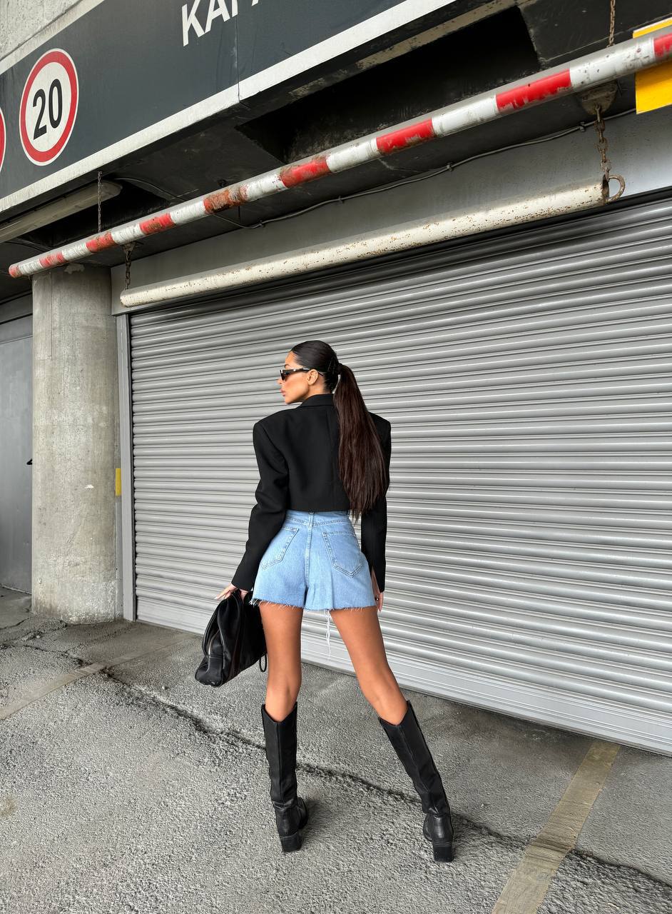 Rip-Edge Denim Shorts
