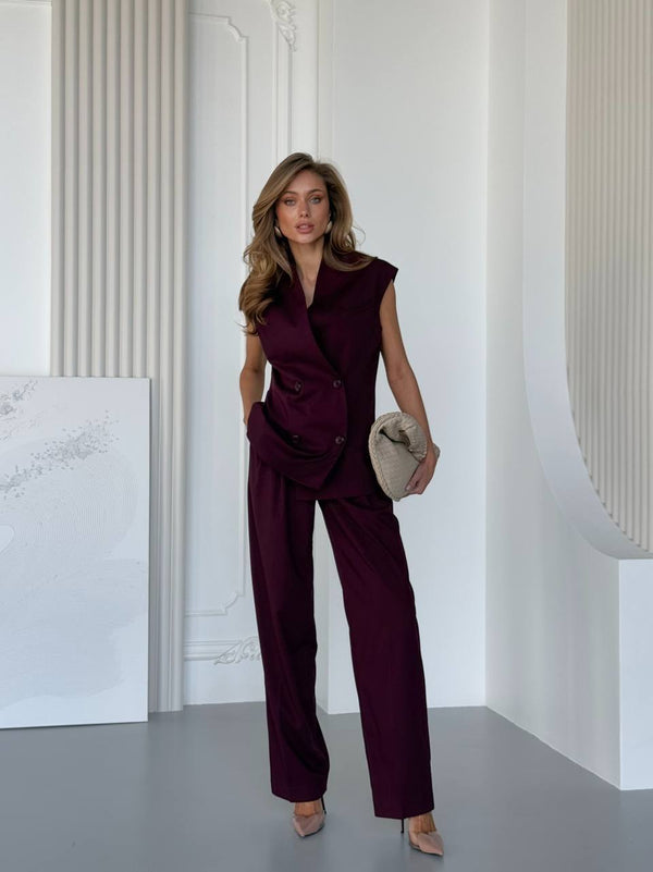 Cherry Viscose Suit Set