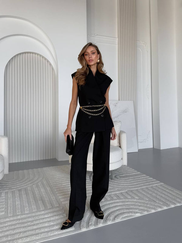 Black Viscose Suit Set