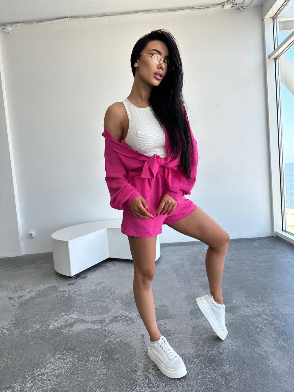 Hot Pink Sunny Shirt Set