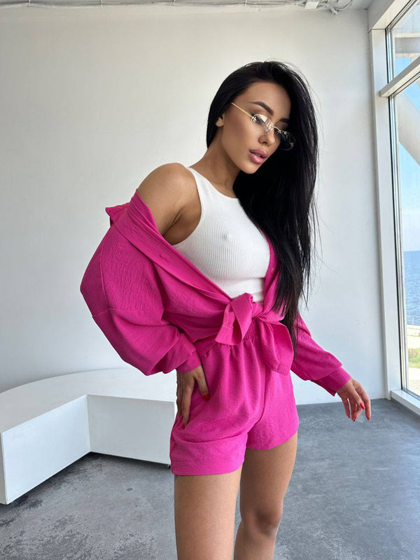 Hot Pink Sunny Shirt Set