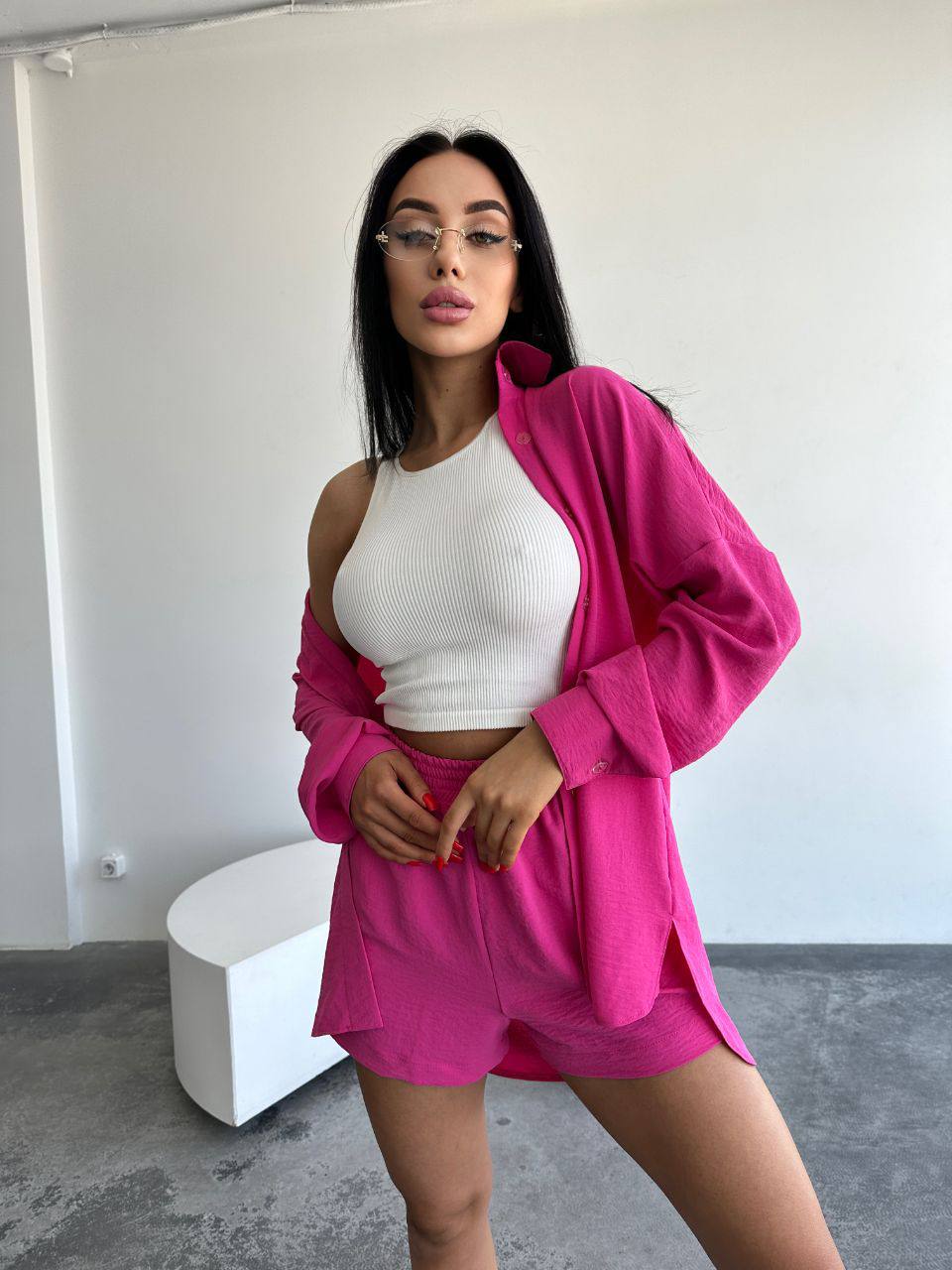 Hot Pink Sunny Shirt Set