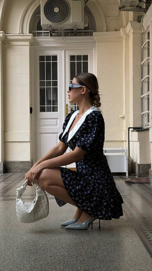 Rochie mini cu guler floral de miezul nopții