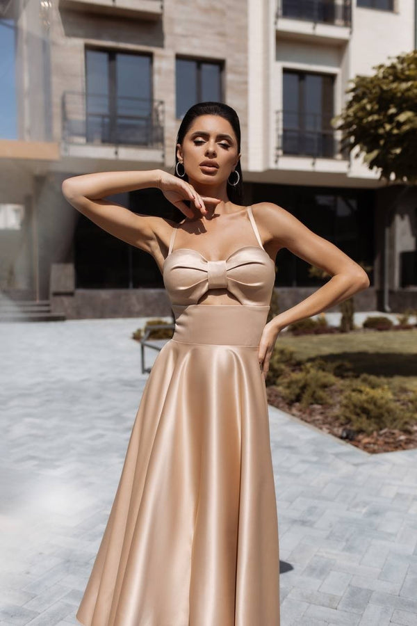 Rosine Satin Bustier Midi Dress