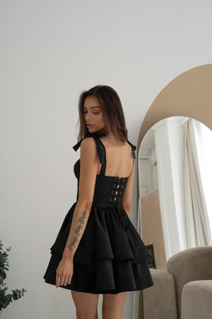 Léontine Tie-Strap Tiered Mini Dress – Mango