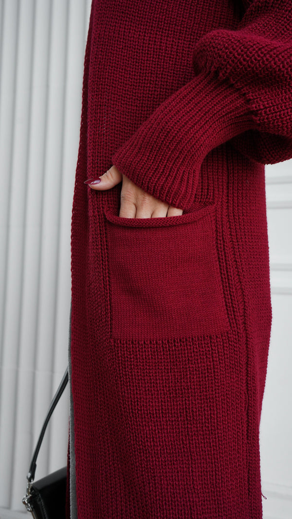 Selene Longline Cardigan – Burgundy