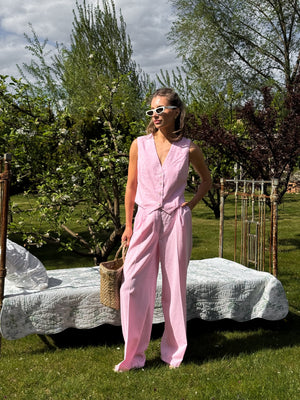 Blanche Waistcoat & Trouser Suit – Pink